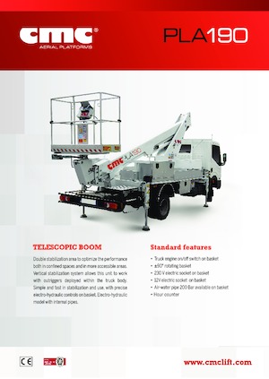 Tehergépkocsira szerelt teleszkópos munkaállványok CMC PLA190