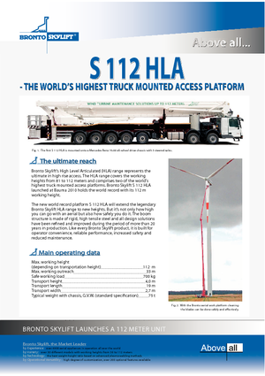 Tehergépkocsira szerelt teleszkópos munkaállványok Bronto Skylift S 112 HLA