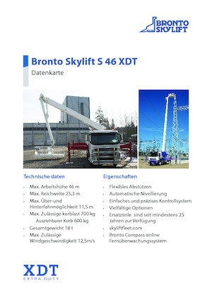Tehergépkocsira szerelt teleszkópos munkaállványok Bronto Skylift S 46 XDT