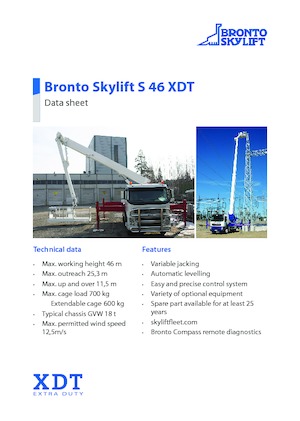 Tehergépkocsira szerelt teleszkópos munkaállványok Bronto Skylift S 46 XDT