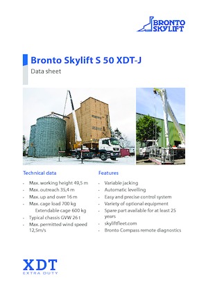 Tehergépkocsira szerelt teleszkópos munkaállványok Bronto Skylift S 50 XDTJ