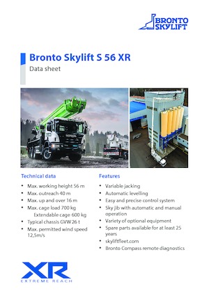 Tehergépkocsira szerelt teleszkópos munkaállványok Bronto Skylift S 56 XR