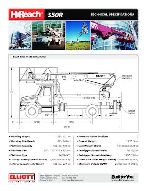 Tehergépkocsira szerelt teleszkópos munkaállványok Elliott Equipment S50R SkyWalk