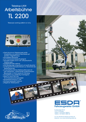Tehergépkocsira szerelt teleszkópos munkaállványok Esda TL 2200