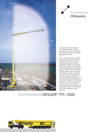 Tehergépkocsira szerelt teleszkópos munkaállványok Ruthmann TTS 1000