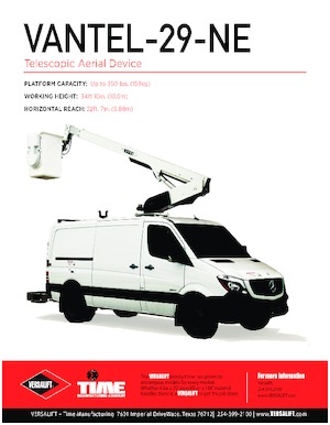 Tehergépkocsira szerelt teleszkópos munkaállványok Versalift VANTEL-29-NE