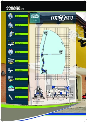 Tehergépkocsira szerelt csuklógémes munkaállványok Socage DA 320