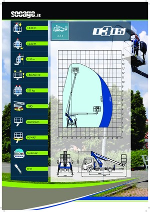 Tehergépkocsira szerelt teleszkópos munkaállványok Socage T315 ForSte