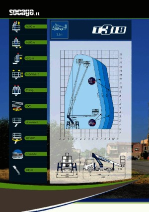 Tehergépkocsira szerelt teleszkópos munkaállványok Socage T 318 ForSte