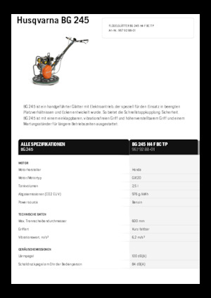 Gyalogkiséretű simítók Husqvarna BG 245