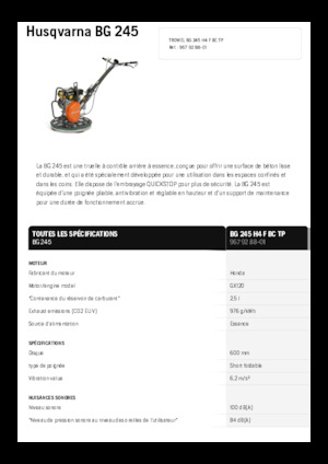 Gyalogkiséretű simítók Husqvarna BG 245