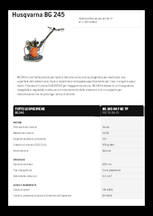 Gyalogkiséretű simítók Husqvarna BG 245