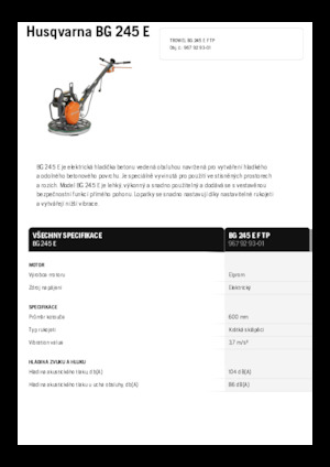 Gyalogkiséretű simítók Husqvarna BG 245E