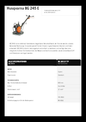 Gyalogkiséretű simítók Husqvarna BG 245E