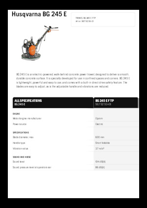 Gyalogkiséretű simítók Husqvarna BG 245E