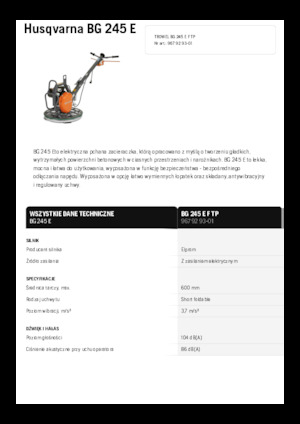 Gyalogkiséretű simítók Husqvarna BG 245E