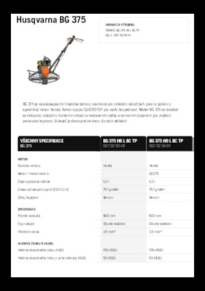 Gyalogkiséretű simítók Husqvarna BG 375