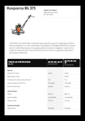 Gyalogkiséretű simítók Husqvarna BG 375