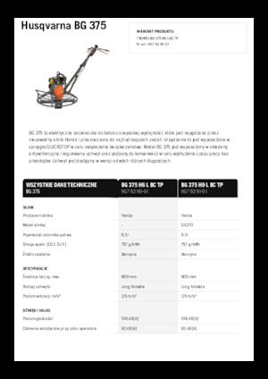 Gyalogkiséretű simítók Husqvarna BG 375