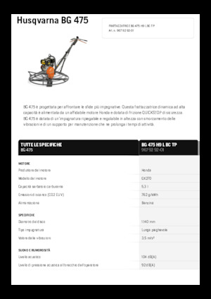 Gyalogkiséretű simítók Husqvarna BG 475