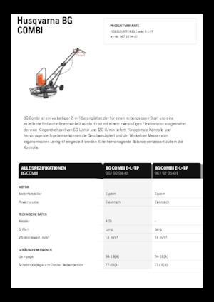 Gyalogkiséretű simítók Husqvarna BG COMBI