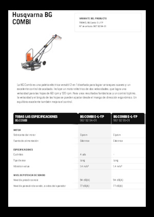 Gyalogkiséretű simítók Husqvarna BG COMBI