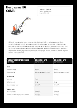 Gyalogkiséretű simítók Husqvarna BG COMBI