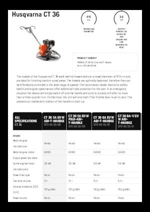 Gyalogkiséretű simítók Husqvarna CT 36