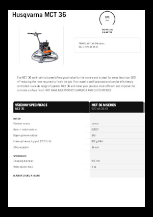 Gyalogkiséretű simítók Husqvarna MCT 36