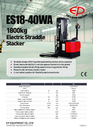 Gyalogkiséretű raklapemelák EP ES18-40WA