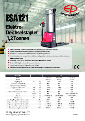 Gyalogkiséretű raklapemelák EP ESA121