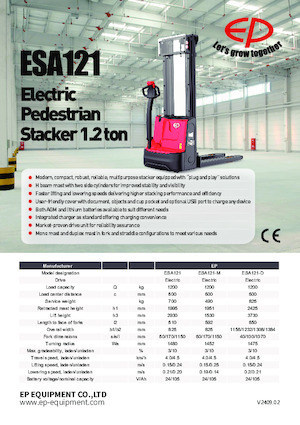 Gyalogkiséretű raklapemelák EP ESA121