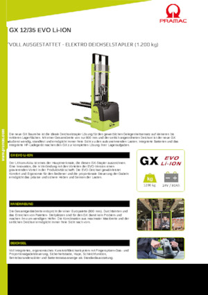 Gyalogkiséretű raklapemelák PRAMAC Lifter GX 12/35 Evo Li-Ion