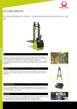 Gyalogkiséretű raklapemelák PRAMAC Lifter LX 14/42 Triplex