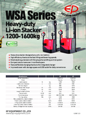 Gyalogkiséretű raklapemelák EP WSA121