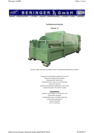 Hulladékprések Beringer reducer x 5 MB