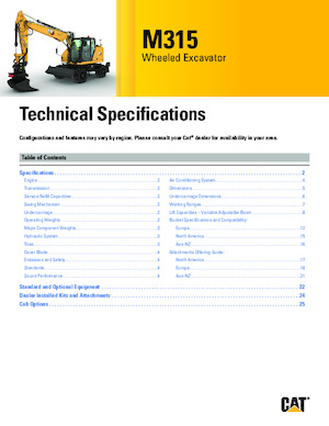 Gumikerekes kotrók Caterpillar M315