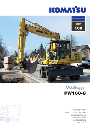 Gumikerekes kotrók Komatsu PW160-8