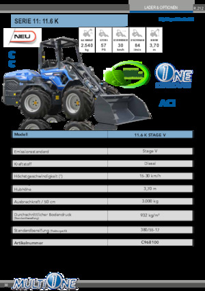Gumikerekes homlokrakodók Multione 11.6 K 