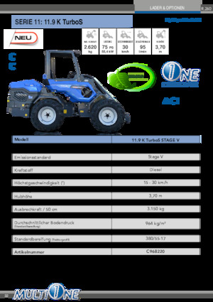 Gumikerekes homlokrakodók Multione 11.9 K TurboS