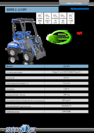 Gumikerekes homlokrakodók Multione 2.3 EFI