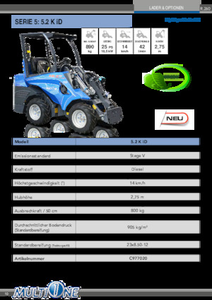 Gumikerekes homlokrakodók Multione 5.2 K iD