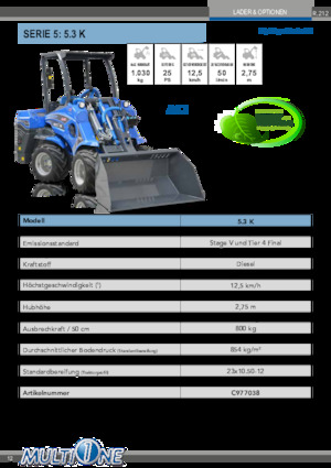 Gumikerekes homlokrakodók Multione 5.3 K 