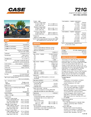 Gumikerekes homlokrakodók Case 721G