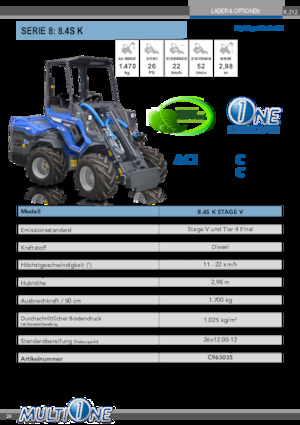 Gumikerekes homlokrakodók Multione 8.4S K 