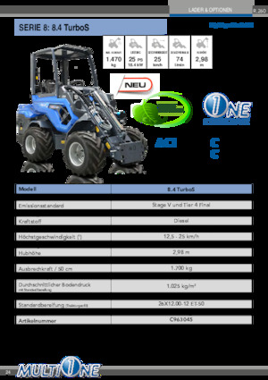 Gumikerekes homlokrakodók Multione 8.4 TurboS