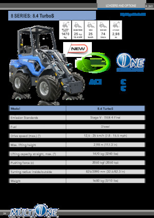 Gumikerekes homlokrakodók Multione 8.4 TurboS
