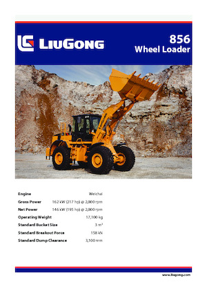 Gumikerekes homlokrakodók Liugong 856 