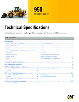 Gumikerekes homlokrakodók Caterpillar 950