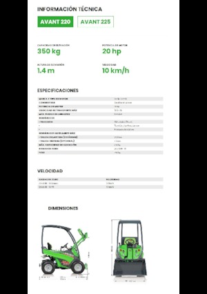 Gumikerekes homlokrakodók Avant Tecno Avant 220